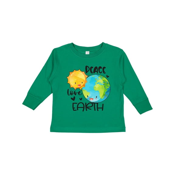 Inktastic Earth Day Peace Love Earth Boys or Girls Long Sleeve Toddler T-Shirt