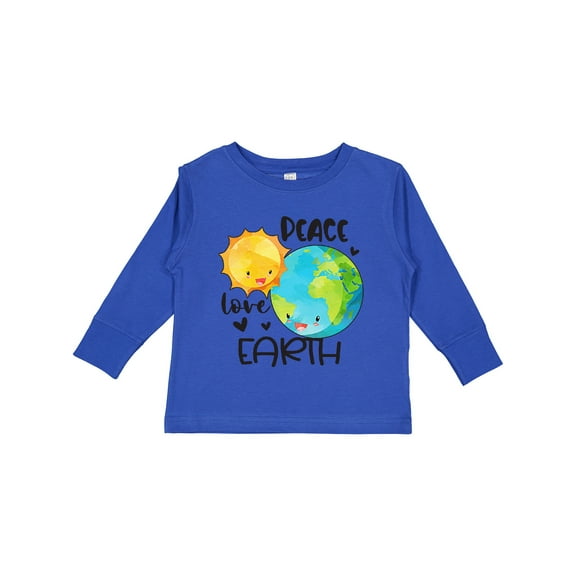 Inktastic Earth Day Peace Love Earth Boys or Girls Long Sleeve Toddler T-Shirt
