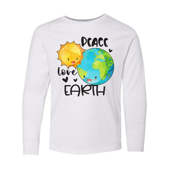 Inktastic Earth Day Peace Love Earth Long Sleeve Youth T-Shirt