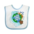thumbnail image 1 of Inktastic Earth Day Peace Love Earth with Turtle and Waves Boys or Girls Baby Bib, 1 of 4