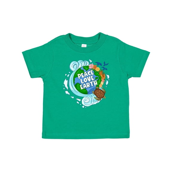 Inktastic Earth Day Peace Love Earth with Turtle and Waves Boys or Girls Baby T-Shirt