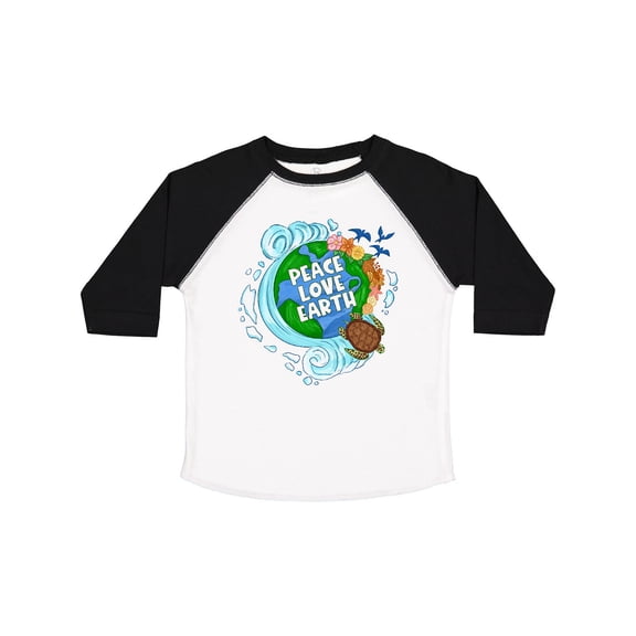 Inktastic Earth Day Peace Love Earth with Turtle and Waves Boys or Girls Toddler T-Shirt