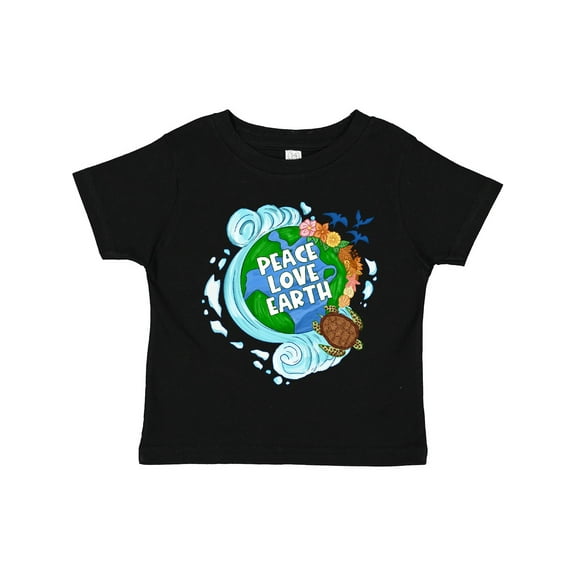 Inktastic Earth Day Peace Love Earth with Turtle and Waves Boys or Girls Toddler T-Shirt