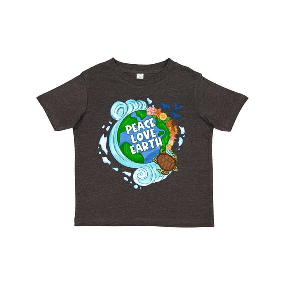 Inktastic Earth Day Peace Love Earth with Turtle and Waves Boys or Girls Toddler T-Shirt
