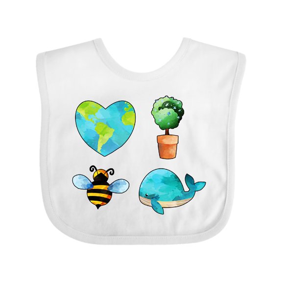 Inktastic Earth Day Plant a Tree Save the Bees Save the Seas Love Your Mother Boys or Girls Baby Bib