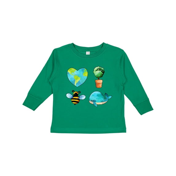 Inktastic Earth Day Plant a Tree Save the Bees Save the Seas Love Your Mother Boys or Girls Long Sleeve Toddler T-Shirt