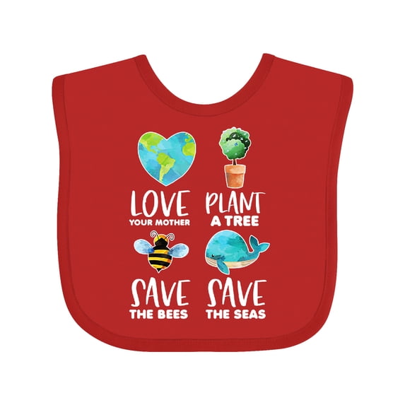Inktastic Earth Day Plant a Tree Save the Bees Save the Seas Love Your Mother Earth Boys or Girls Baby Bib