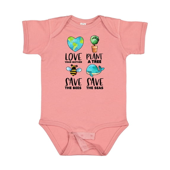 Inktastic Earth Day Plant a Tree Save the Bees Save the Seas Love Your Mother Earth Boys or Girls Baby Bodysuit