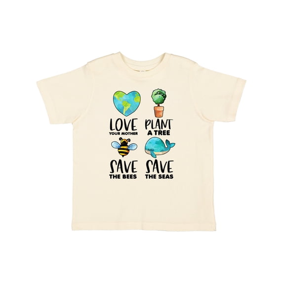 Inktastic Earth Day Plant a Tree Save the Bees Save the Seas Love Your Mother Earth Boys or Girls Toddler T-Shirt
