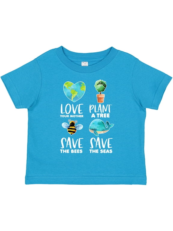 Earth Day Plant a Tree Save the Bees Save the Seas Love Your Mother Earth Boys or Girls Toddler T-Shirt