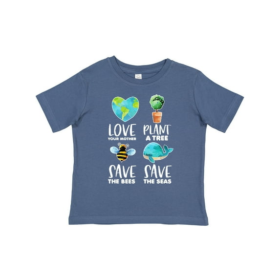 Inktastic Earth Day Plant a Tree Save the Bees Save the Seas Love Your Mother Earth Boys or Girls Toddler T-Shirt