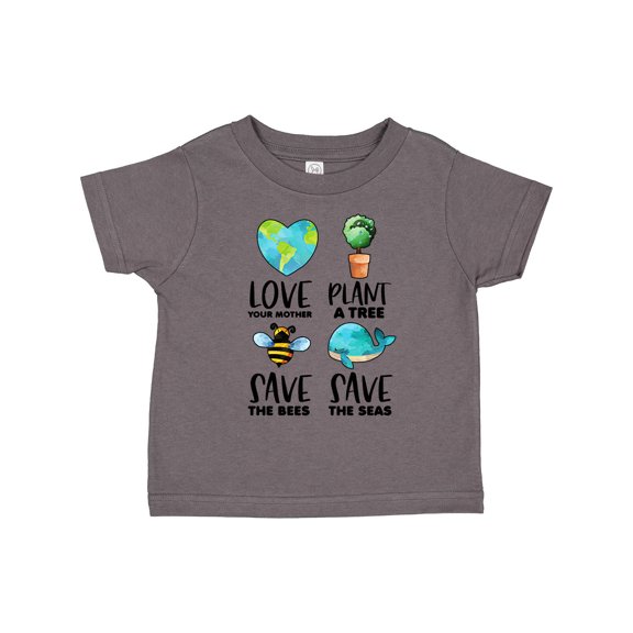 Inktastic Earth Day Plant a Tree Save the Bees Save the Seas Love Your Mother Earth Boys or Girls Toddler T-Shirt