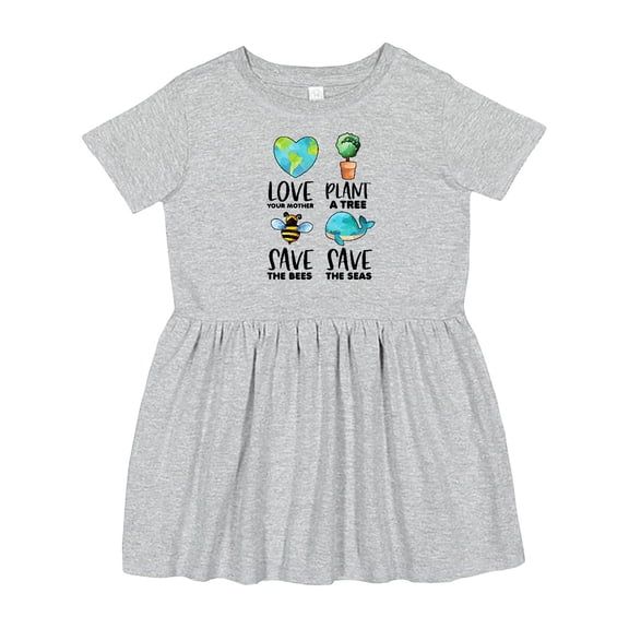 Inktastic Earth Day Plant a Tree Save the Bees Save the Seas Love Your Mother Earth Girls Toddler Dress