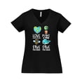 thumbnail image 1 of Inktastic Earth Day Plant a Tree Save the Bees Save the Seas Love Your Mother Earth Women's Plus Size V-Neck T-Shirt, 1 of 5