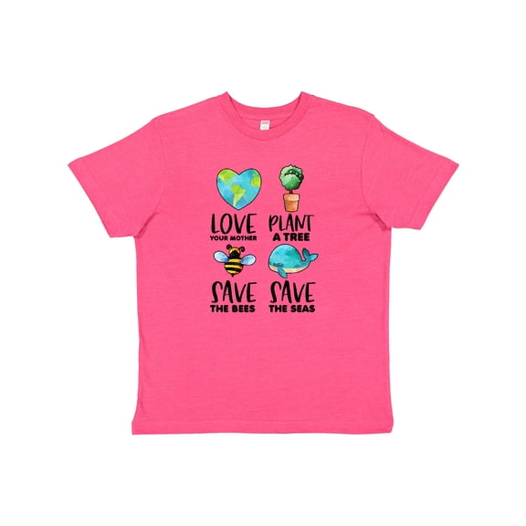 Inktastic Earth Day Plant a Tree Save the Bees Save the Seas Love Your Mother Earth Youth T-Shirt