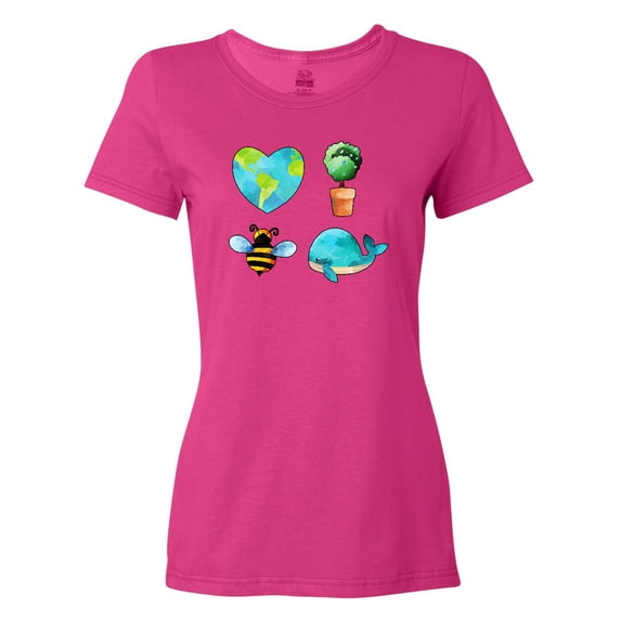 Inktastic Earth Day Plant a Tree Save the Bees Save the Seas Love Your Mother Women's T-Shirt
