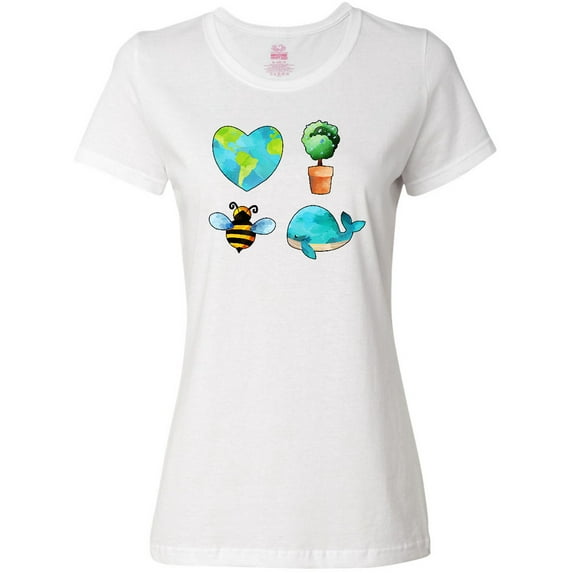 Inktastic Earth Day Plant a Tree Save the Bees Save the Seas Love Your Mother Women's T-Shirt
