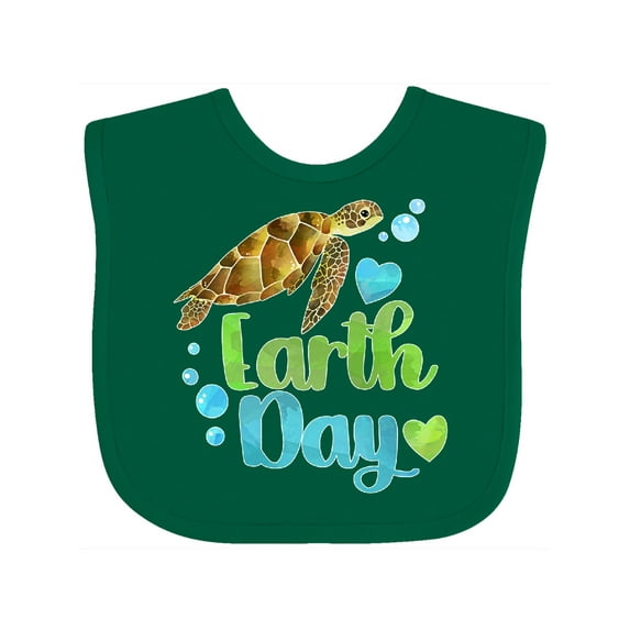 Inktastic Earth Day Sea Turtle and Hearts Boys or Girls Baby Bib