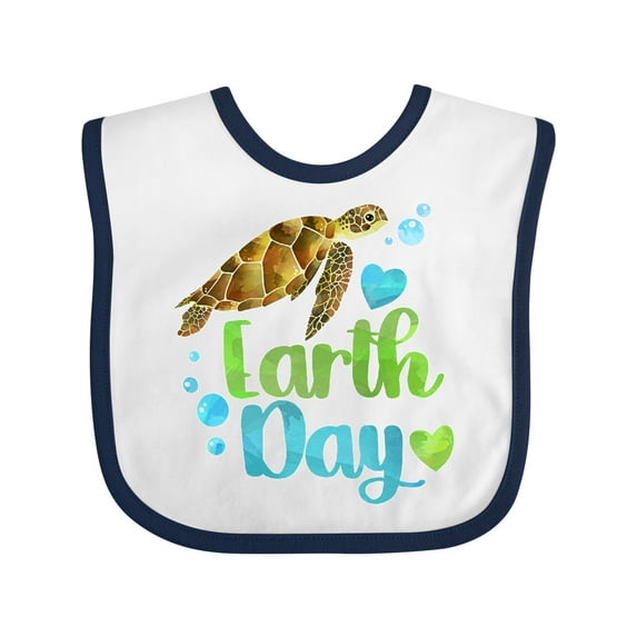 Inktastic Earth Day Sea Turtle and Hearts Boys or Girls Baby Bib