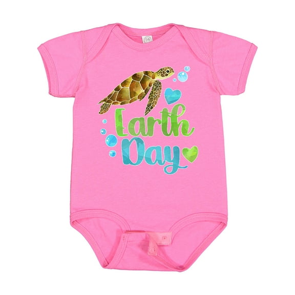 Inktastic Earth Day Sea Turtle and Hearts Boys or Girls Baby Bodysuit