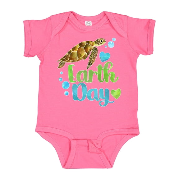 Inktastic Earth Day Sea Turtle and Hearts Boys or Girls Baby Bodysuit