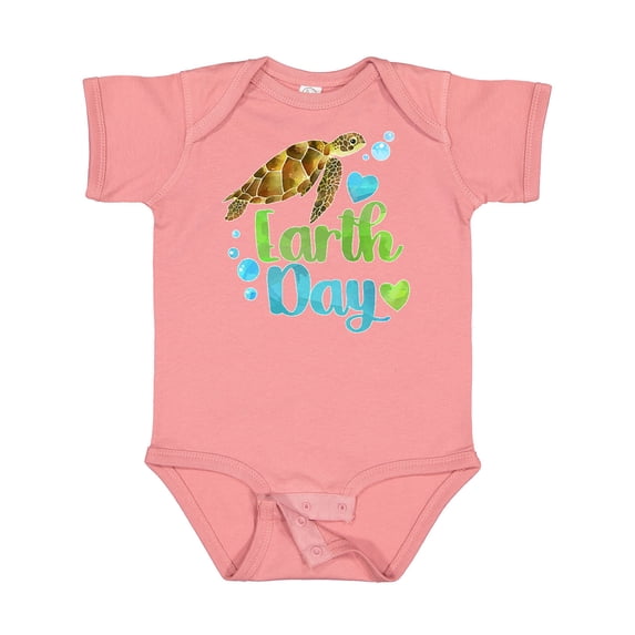 Inktastic Earth Day Sea Turtle and Hearts Boys or Girls Baby Bodysuit