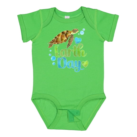 Inktastic Earth Day Sea Turtle and Hearts Boys or Girls Baby Bodysuit