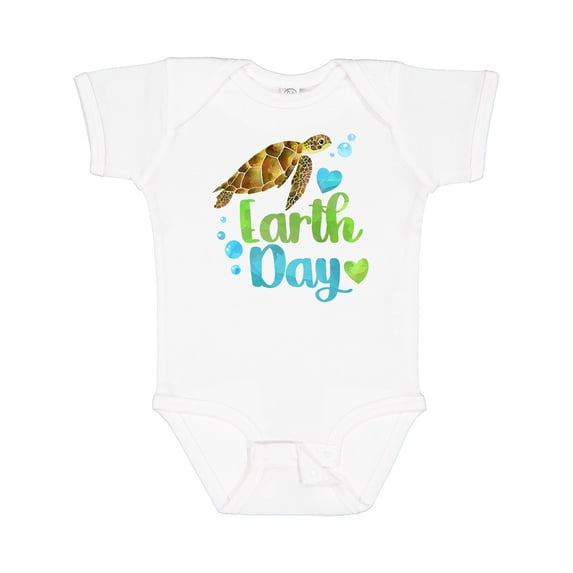 Inktastic Earth Day Sea Turtle and Hearts Boys or Girls Baby Bodysuit