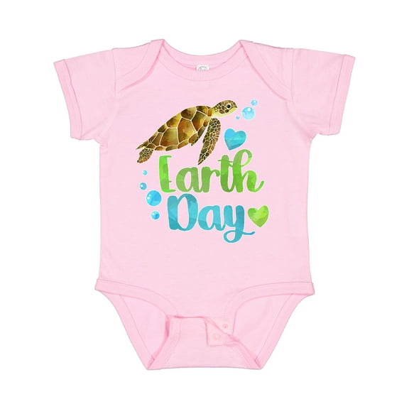 Inktastic Earth Day Sea Turtle and Hearts Boys or Girls Baby Bodysuit