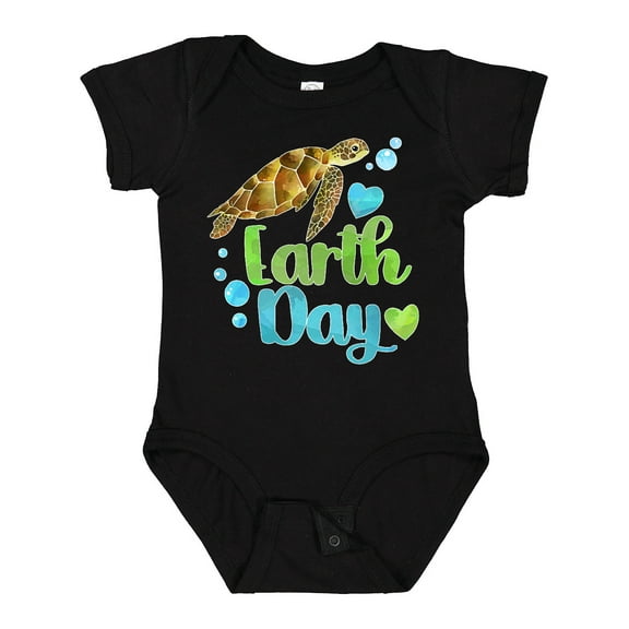 Inktastic Earth Day Sea Turtle and Hearts Boys or Girls Baby Bodysuit