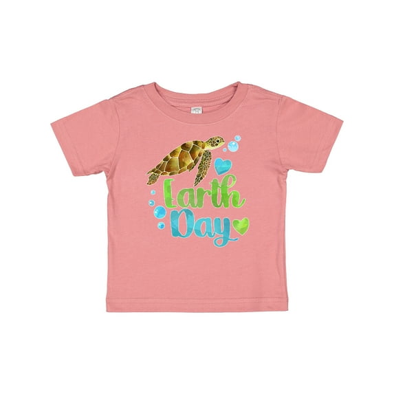 Inktastic Earth Day Sea Turtle and Hearts Boys or Girls Baby T-Shirt