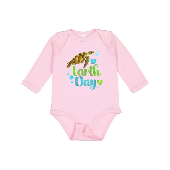 Inktastic Earth Day Sea Turtle and Hearts Boys or Girls Long Sleeve Baby Bodysuit
