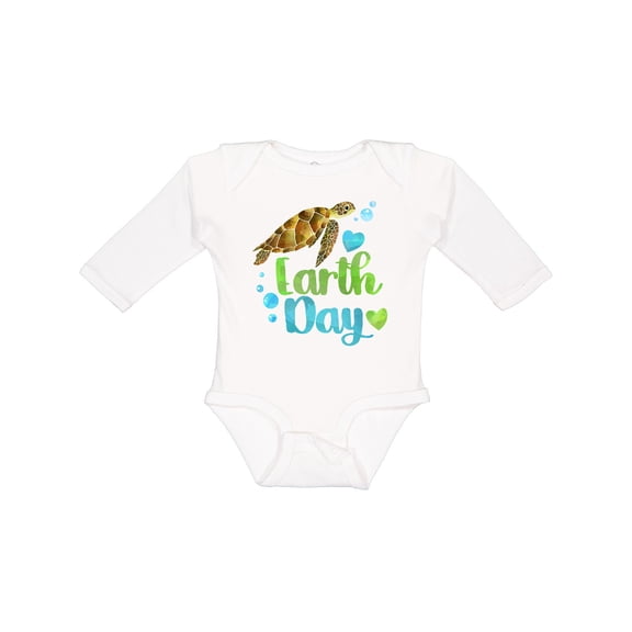 Inktastic Earth Day Sea Turtle and Hearts Boys or Girls Long Sleeve Baby Bodysuit