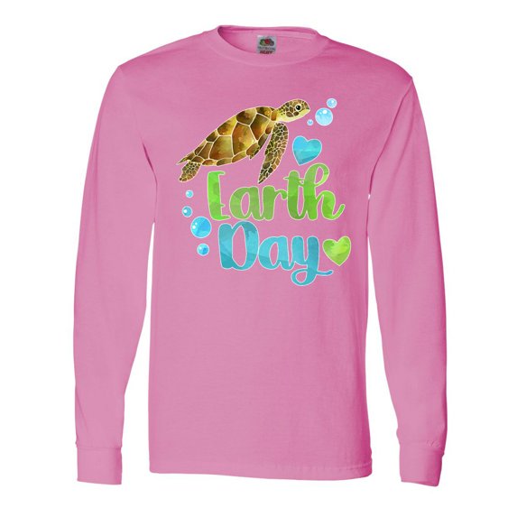 Inktastic Earth Day Sea Turtle and Hearts Long Sleeve T-Shirt