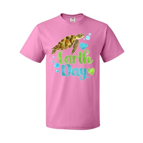 Inktastic Earth Day Sea Turtle and Hearts T-Shirt