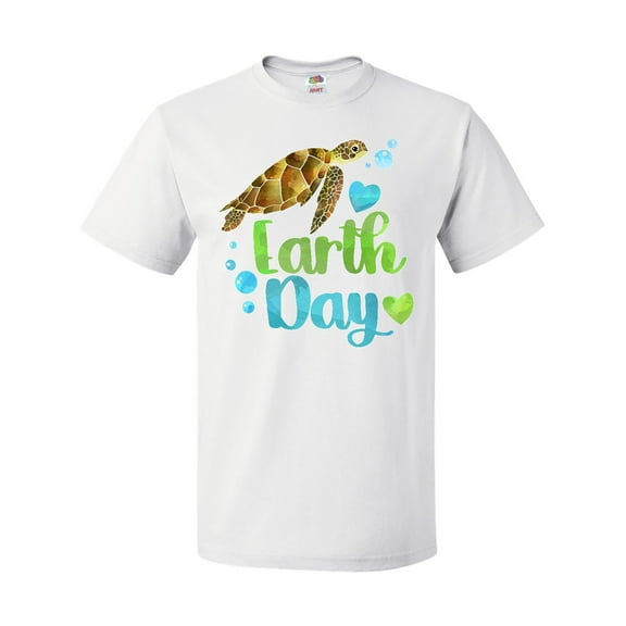Inktastic Earth Day Sea Turtle and Hearts T-Shirt