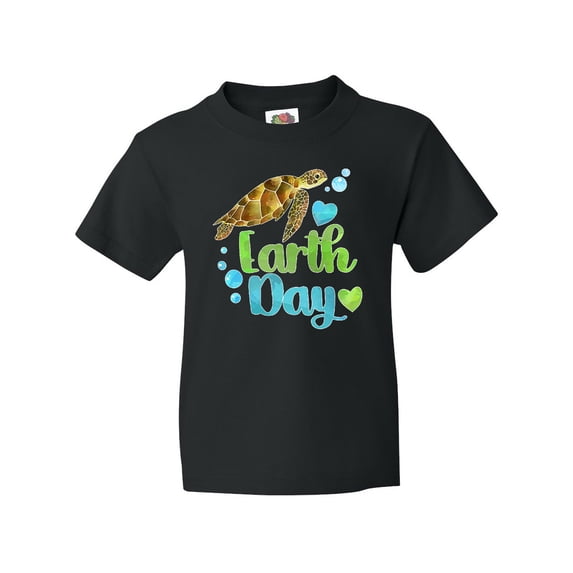 Inktastic Earth Day Sea Turtle and Hearts Youth T-Shirt