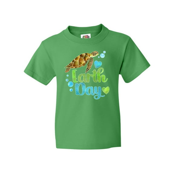 Inktastic Earth Day Sea Turtle and Hearts Youth T-Shirt