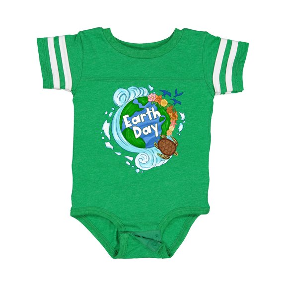 Inktastic Earth Day Turtle Planet with Waves and Birds Boys or Girls Baby Bodysuit