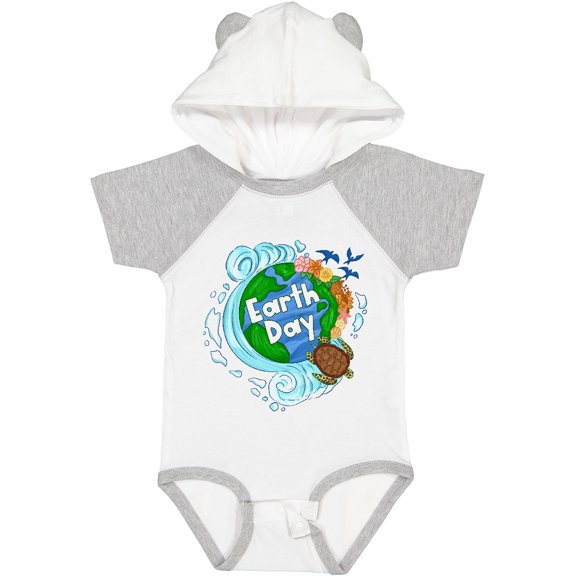 Inktastic Earth Day Turtle Planet with Waves and Birds Boys or Girls Baby Bodysuit