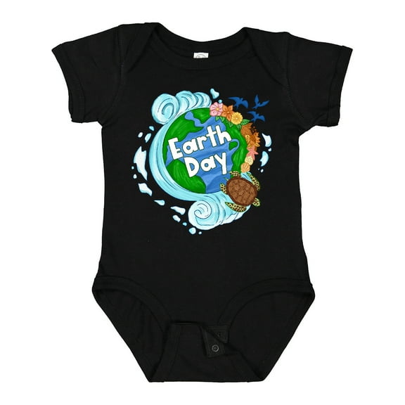 Inktastic Earth Day Turtle Planet with Waves and Birds Boys or Girls Baby Bodysuit