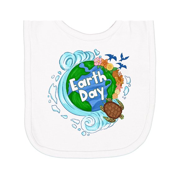 Inktastic Earth Day Turtle Planet with Waves and Birds Newborn Bib