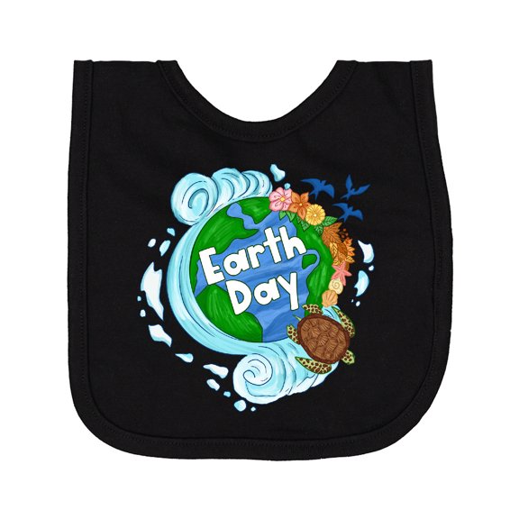 Inktastic Earth Day Turtle Planet with Waves and Birds Newborn Bib