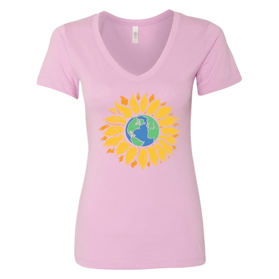 Inktastic Earth Sunflower Women's V-Neck T-Shirt