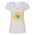 thumbnail image 1 of Inktastic Earth Sunflower Women's V-Neck T-Shirt, 1 of 5