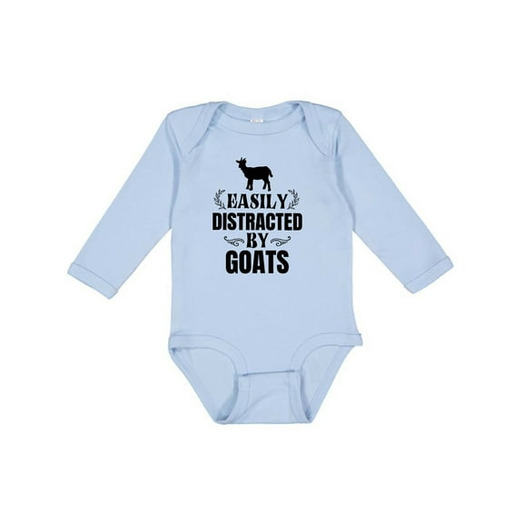 Inktastic Easily Distracted by Goats Boys or Girls Long Sleeve Baby Bodysuit