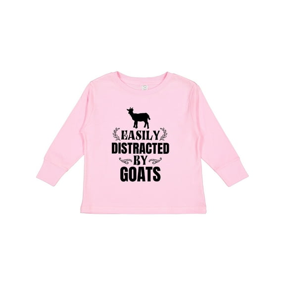 Inktastic Easily Distracted by Goats Boys or Girls Long Sleeve Toddler T-Shirt