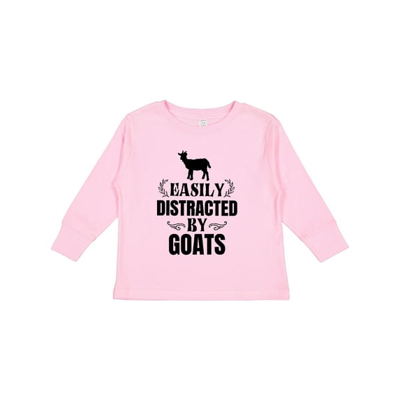 Inktastic Easily Distracted by Goats Boys or Girls Long Sleeve Toddler T-Shirt