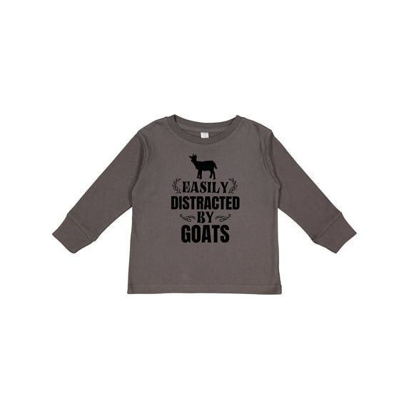 Inktastic Easily Distracted by Goats Boys or Girls Long Sleeve Toddler T-Shirt
