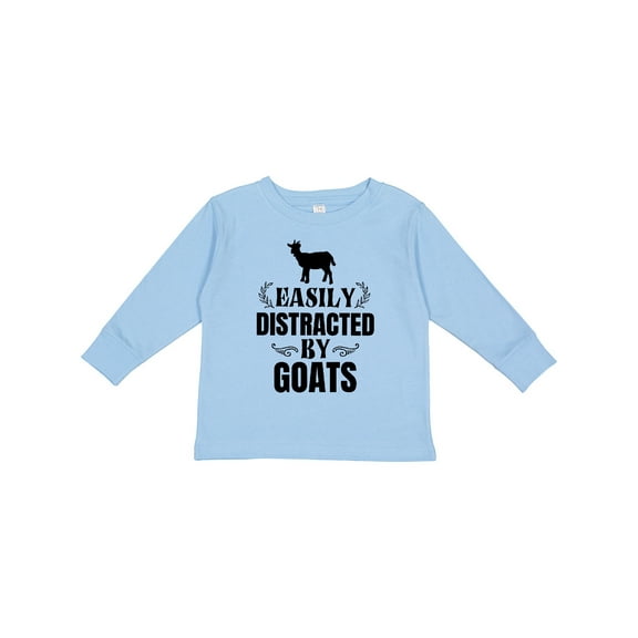 Inktastic Easily Distracted by Goats Boys or Girls Long Sleeve Toddler T-Shirt